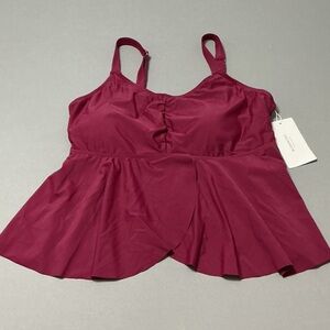 BloomChic Burgundy Swim Tankini Top 18 NWT